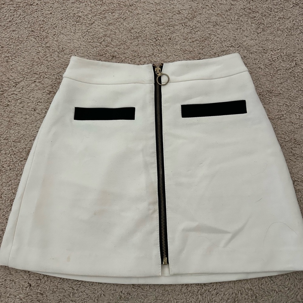 Express White Mini Skirt with Black Details